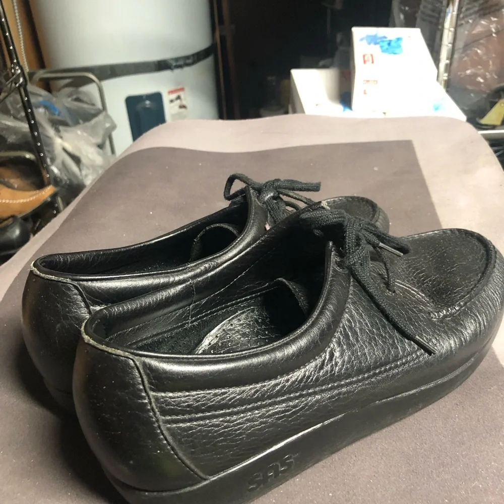 SAS Amigo Men’s Black Leather Slip-On Lace oxfords Loafers Shoes Size 10.5W
